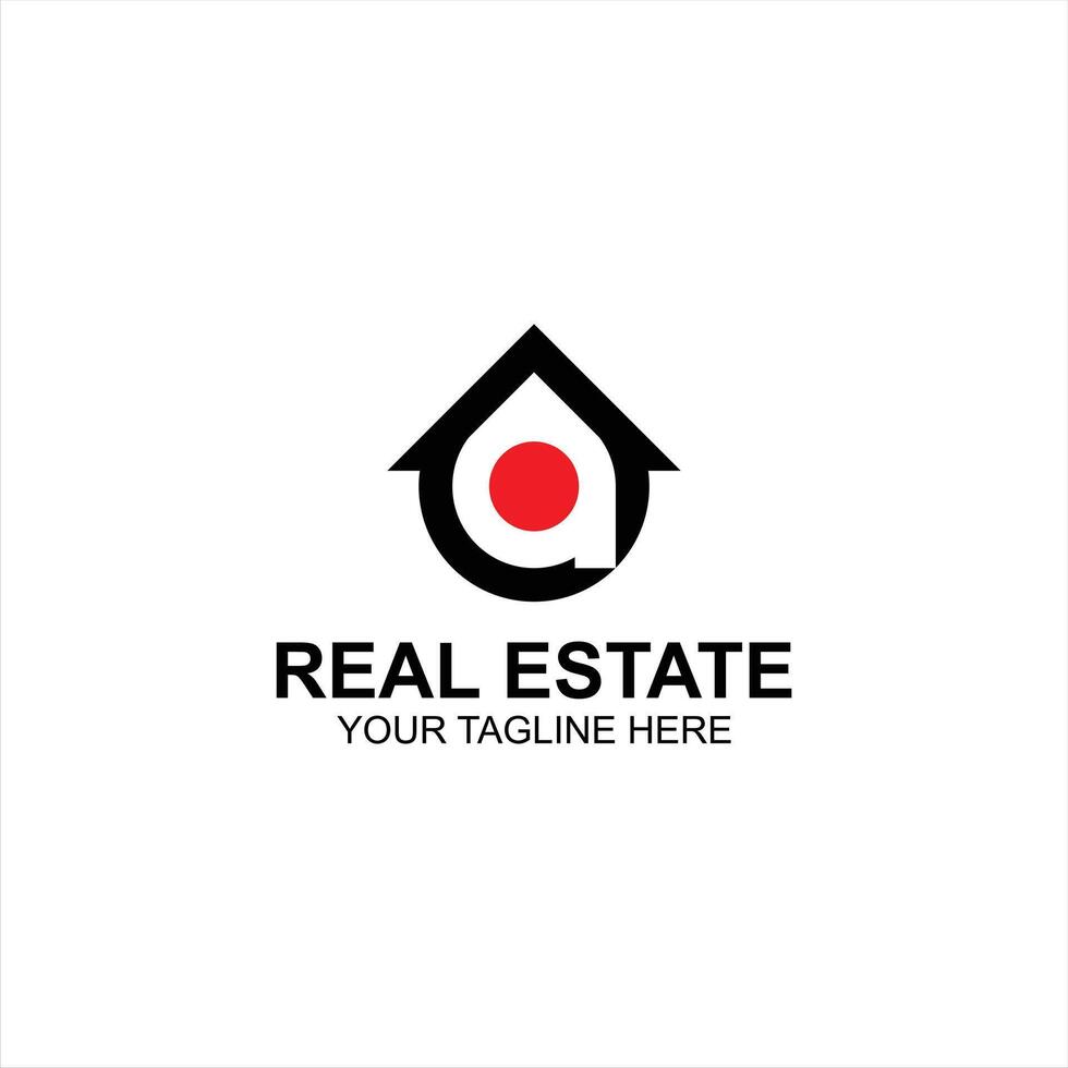real estate logo a initial icon with creative illustration vector