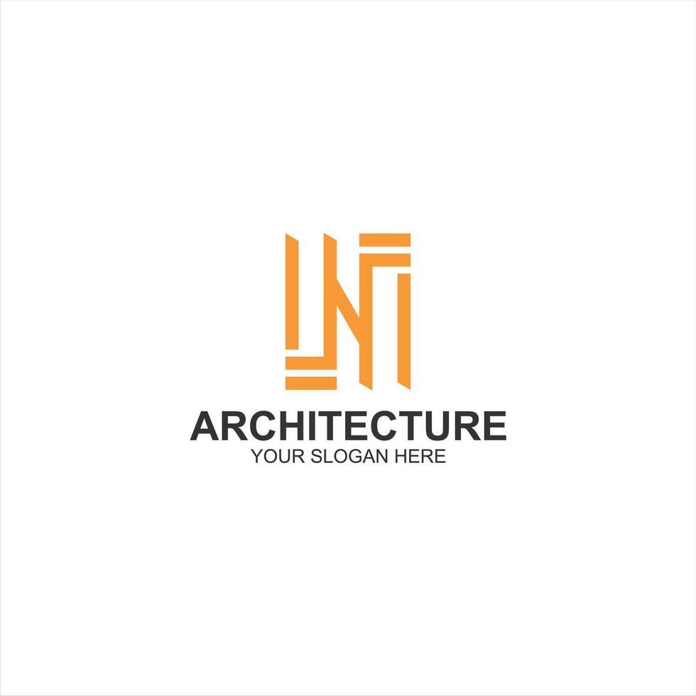 architecture logo n initial icon with creative illustration vector