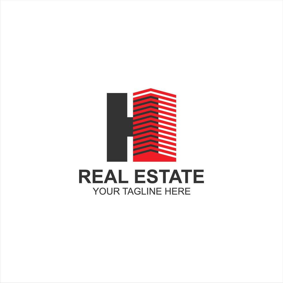 real estate logo h initial icon with creative illustration vector