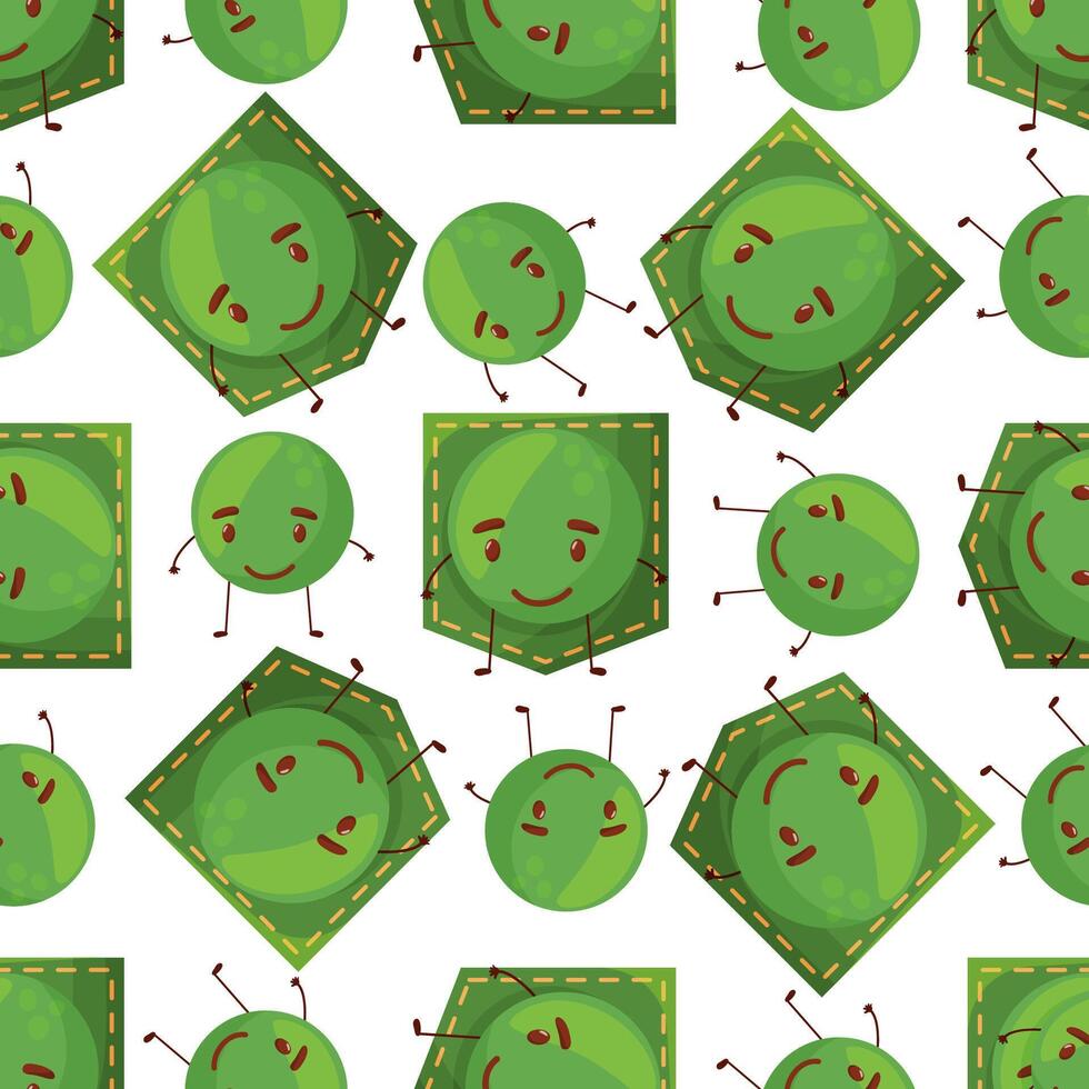 Seamless pattern peas shaped patch pocket. Character pocket peas. Design element. vector