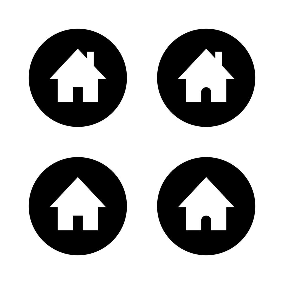 House, home icon set on black circle. Homepage sign symbol vector