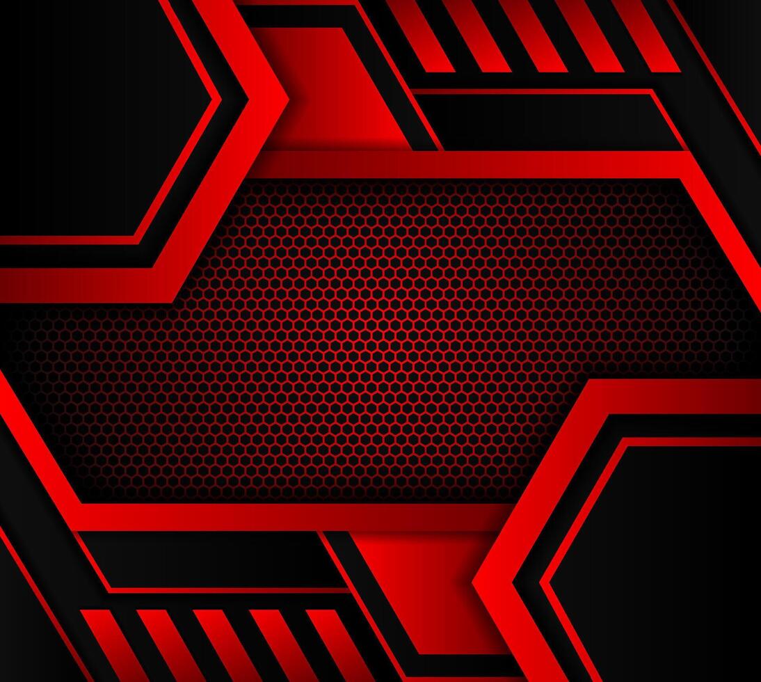 Abstract background with geometric pattern. dark hexagon background and red light with hexagon pattern texture. 3d illustration. black background vector