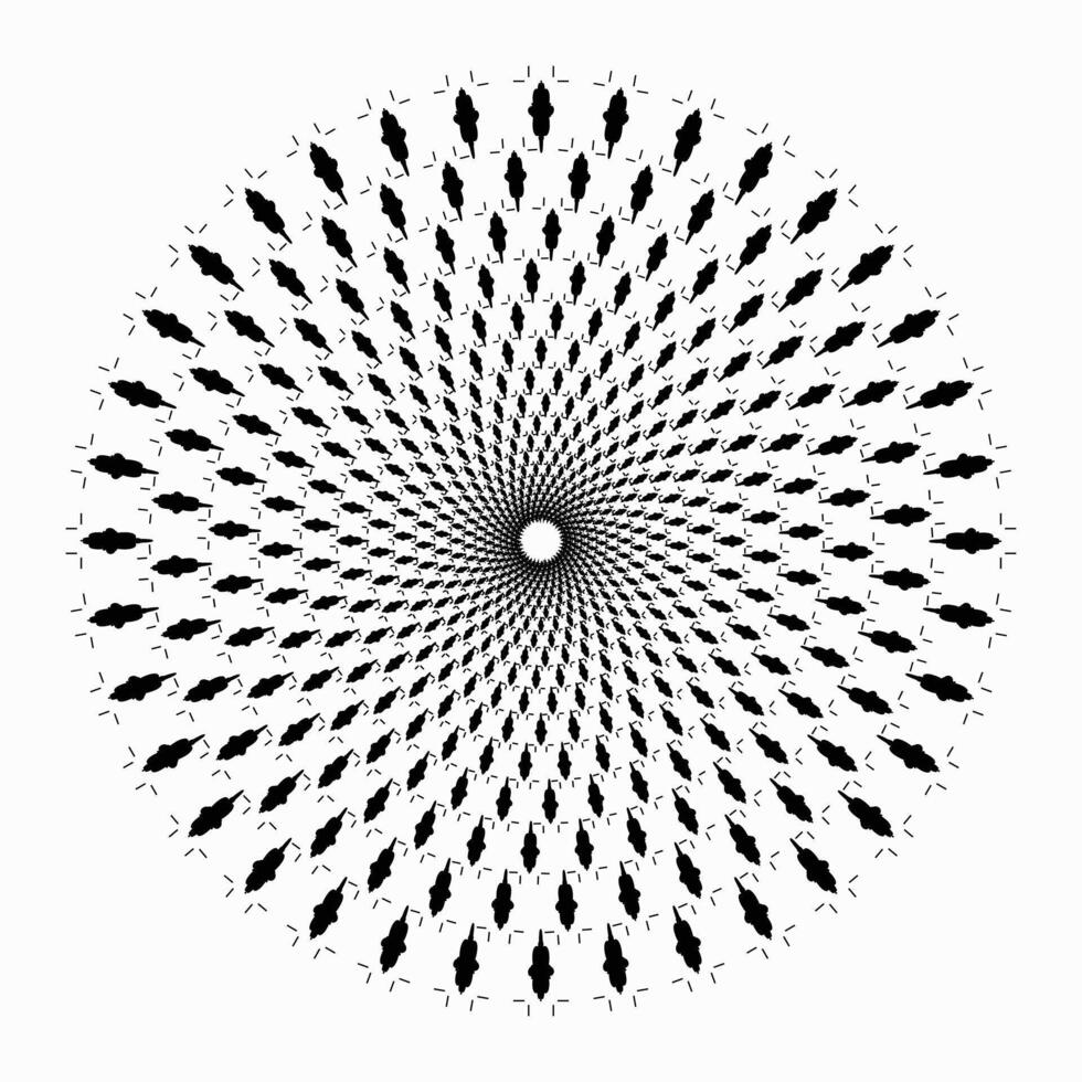 Halftone speed spiral dotted lines in perspective Radial swirl element by illustrator vector