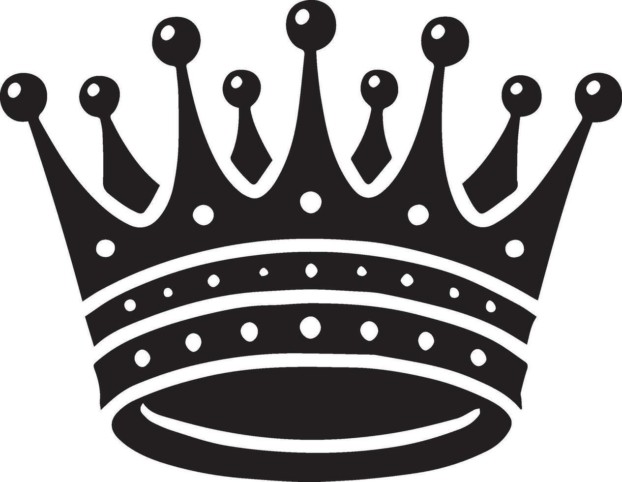 Simple crown graphic, solid black, decorative crown design vector