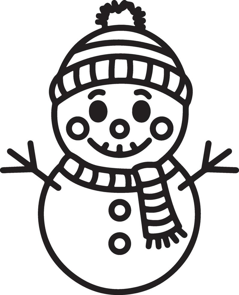 minimalist snowman illustration in continuous line drawing vector