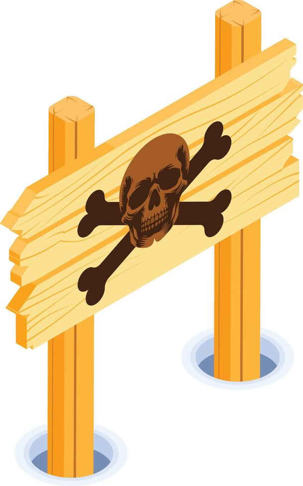Danger Warning Signpost with Skull and Crossbones vector