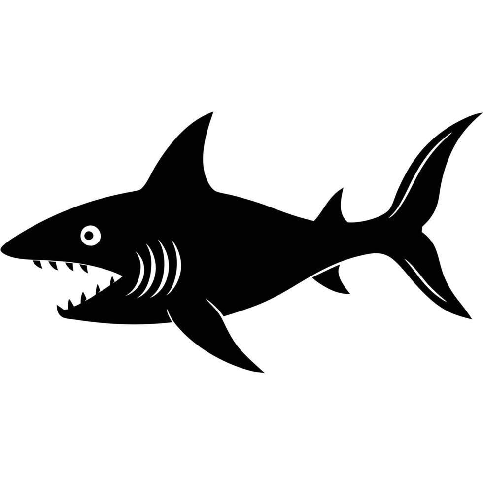 Goblin Shark Silhouette in the Deep Ocean vector