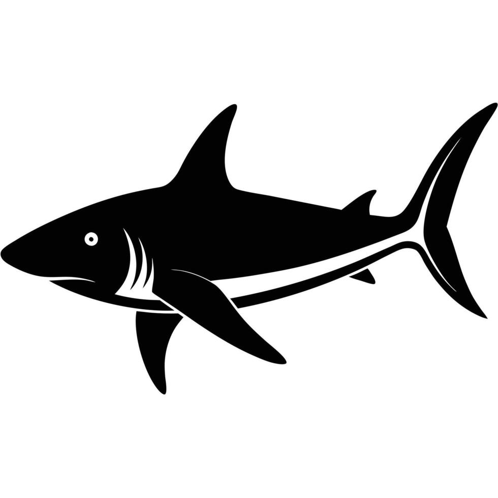 Thresher Shark Silhouette Swimming vector