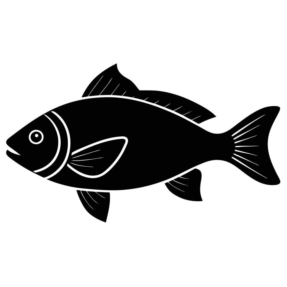 Snapper Fish Silhouette Swimming in Ocean vector