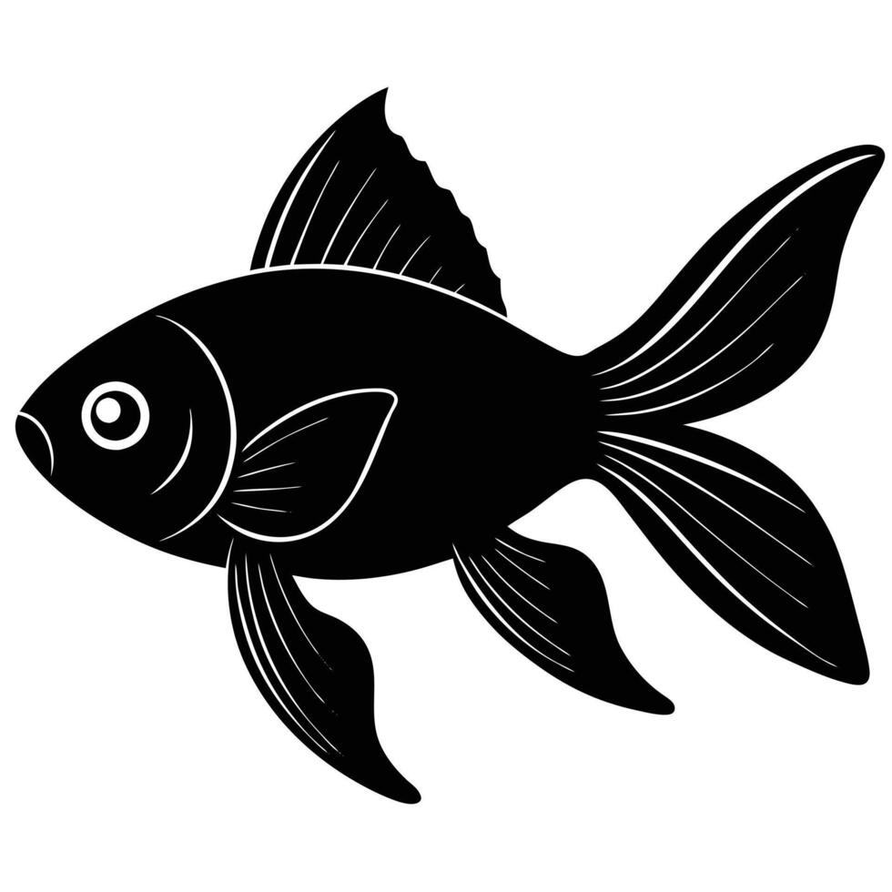 Goldfish Silhouette Swimming Gracefully vector
