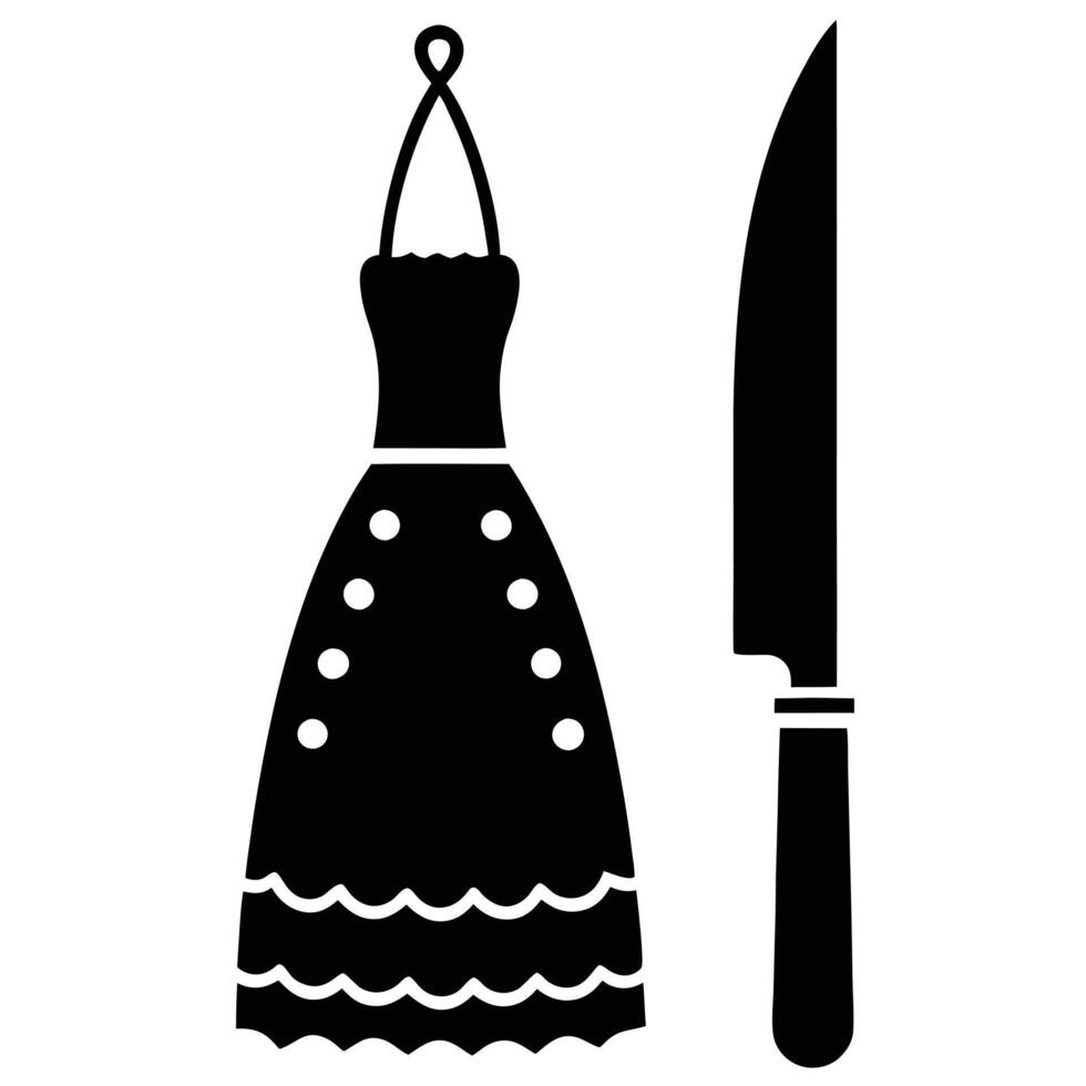 Wedding Cake Knife Silhouette Design vector