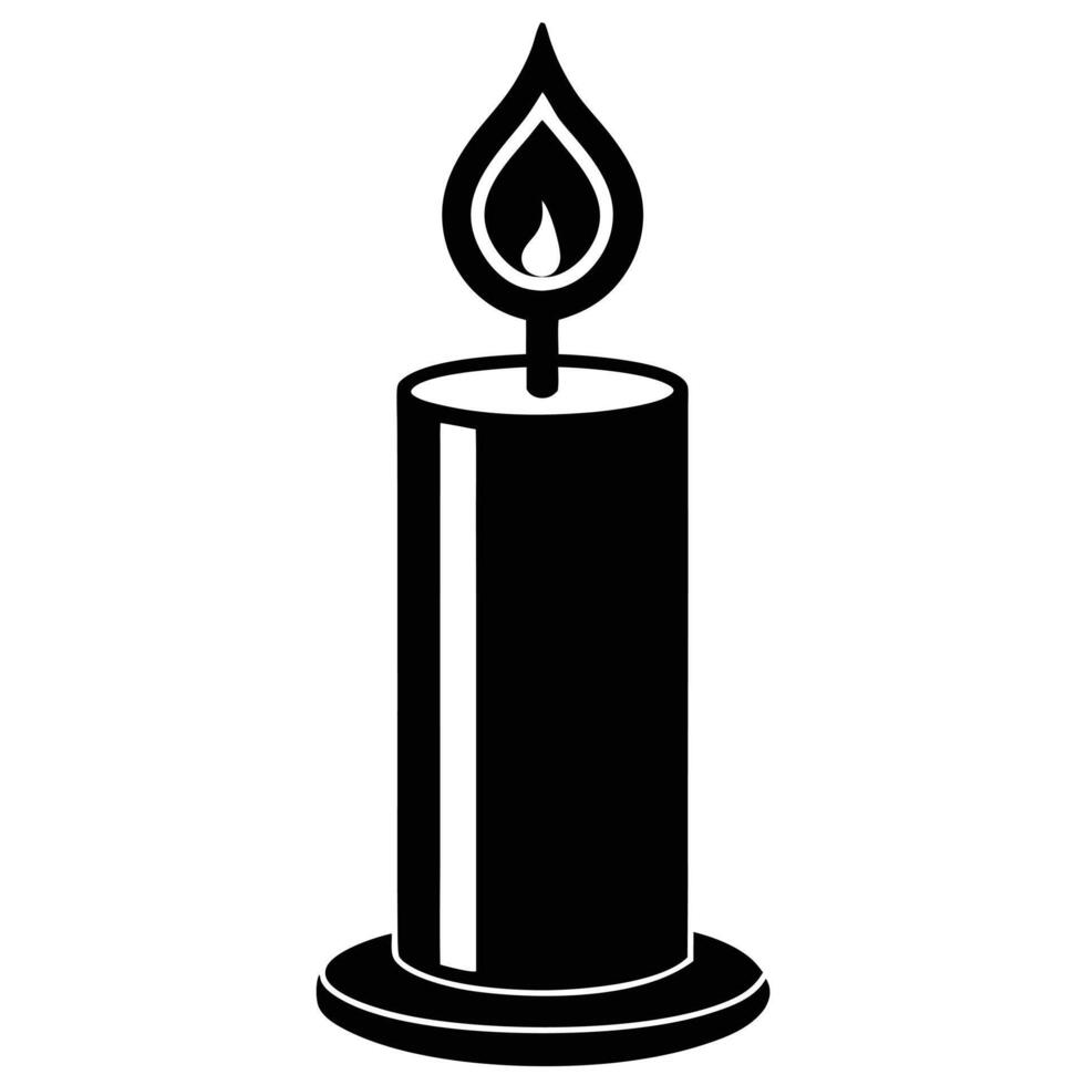 Candle Silhouette on White Background vector