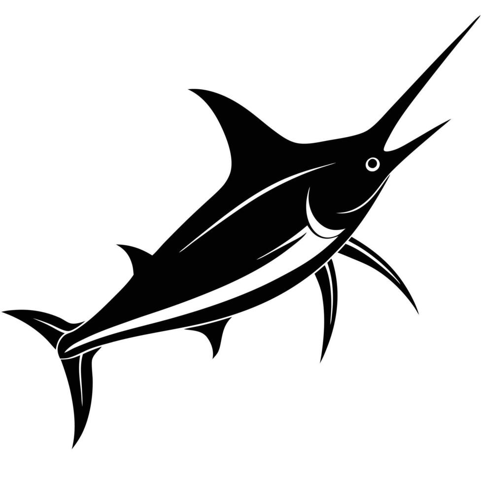 Marlin Silhouette Leaping Above the Ocean vector