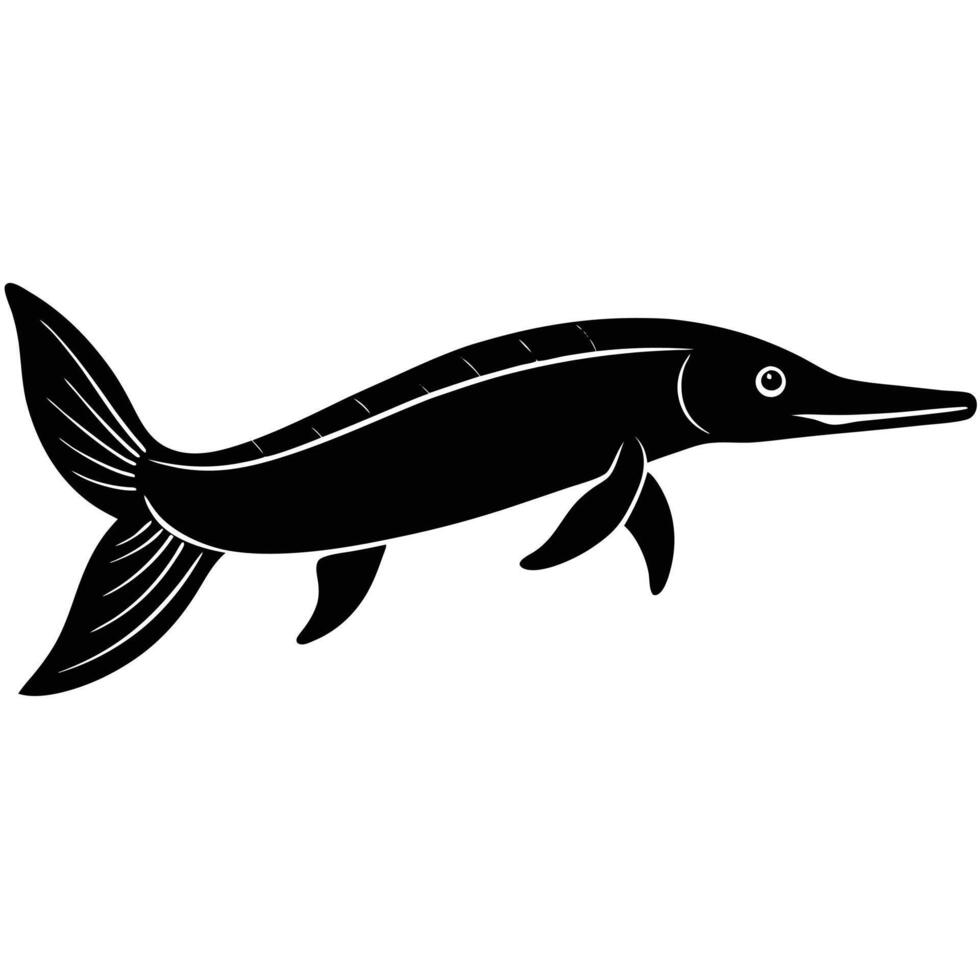 Longnose Gar Silhouette in the Water vector