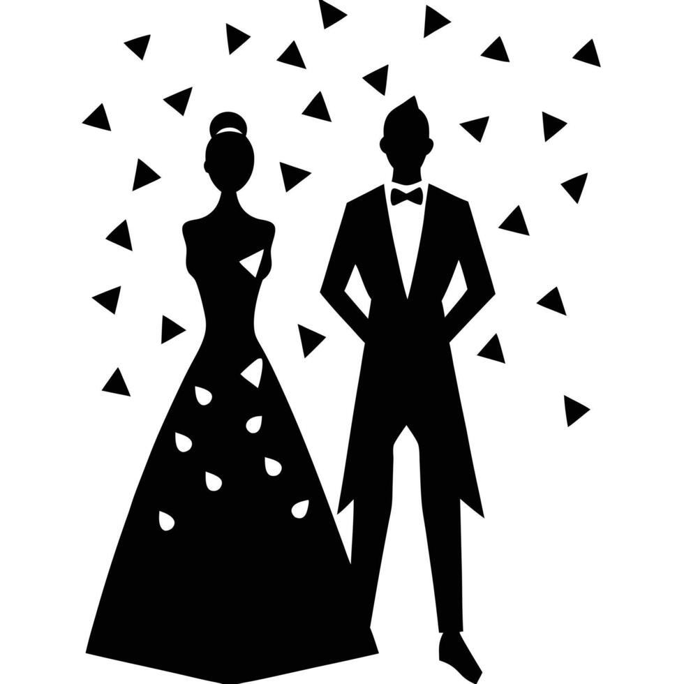 Wedding Confetti Silhouette on White Background vector