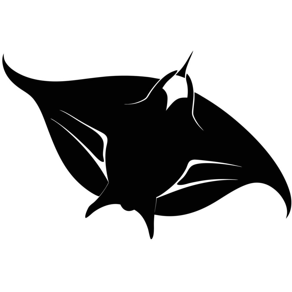 Manta Ray Silhouette Swimming Gracefully in the Ocean vector