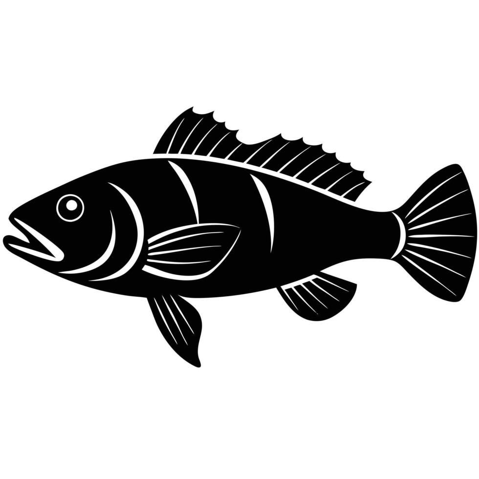 Peacock Bass Silhouette Gliding Through Waters vector