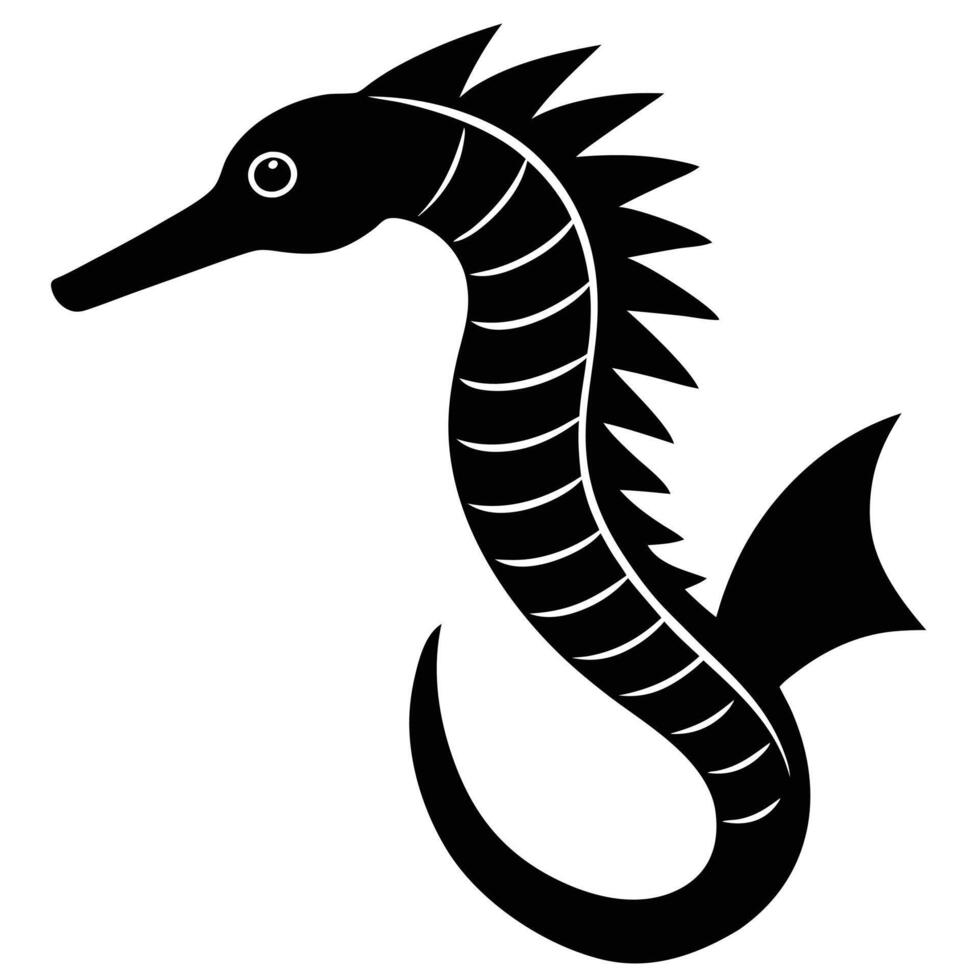 Pipefish Silhouette Illustration on White Background vector