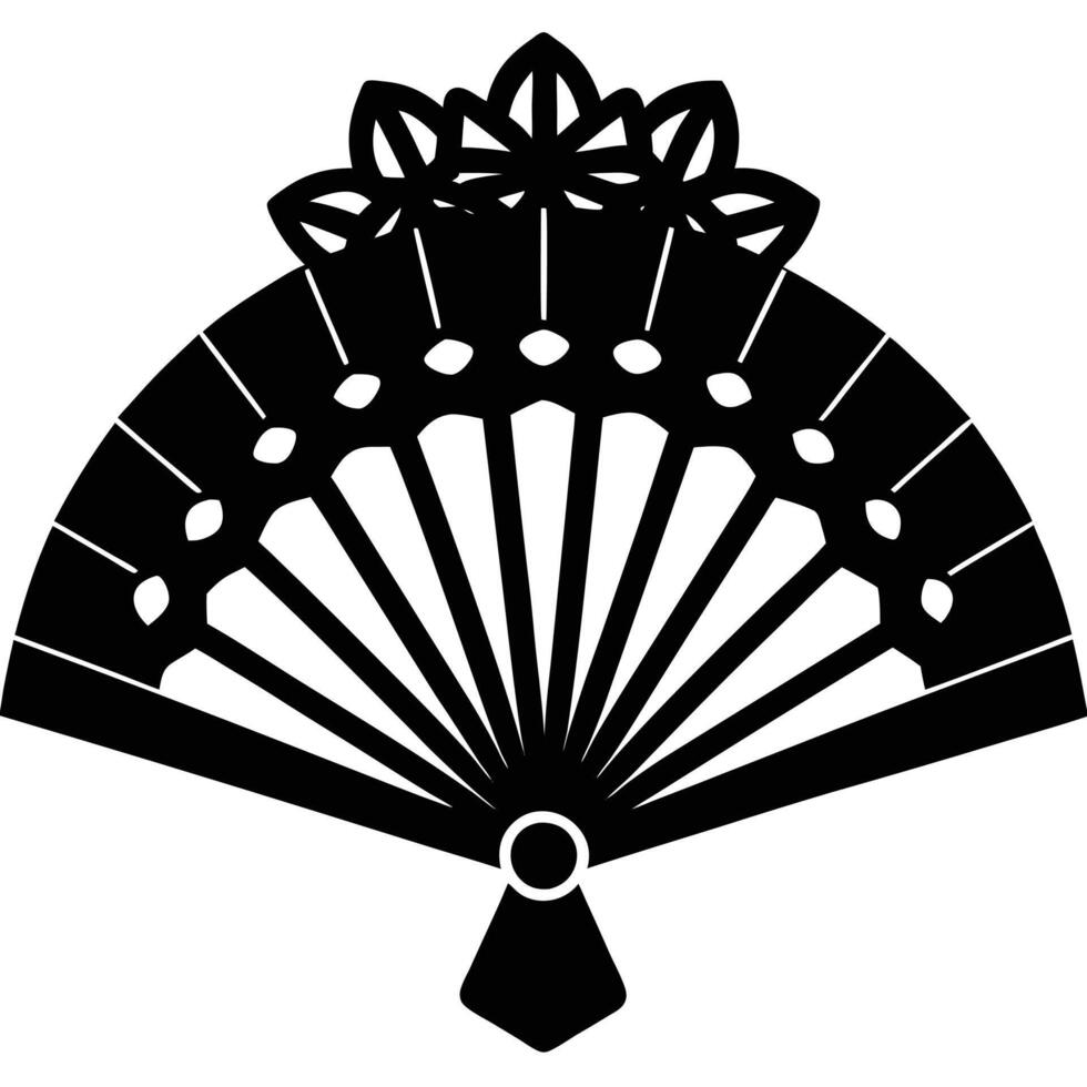 Wedding Fan Silhouette on White Background vector