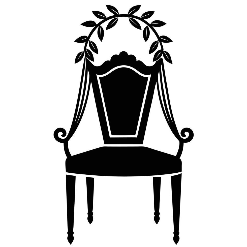 Wedding Chair Decoration Silhouette on White Background vector