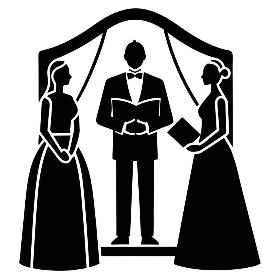 Wedding Officiant Silhouette on White Background vector
