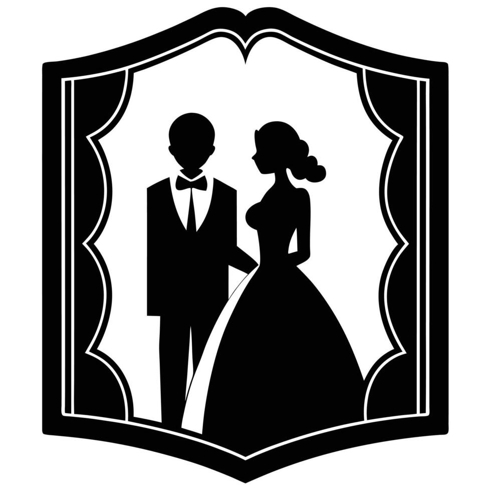 Wedding Program Silhouette on White Background vector