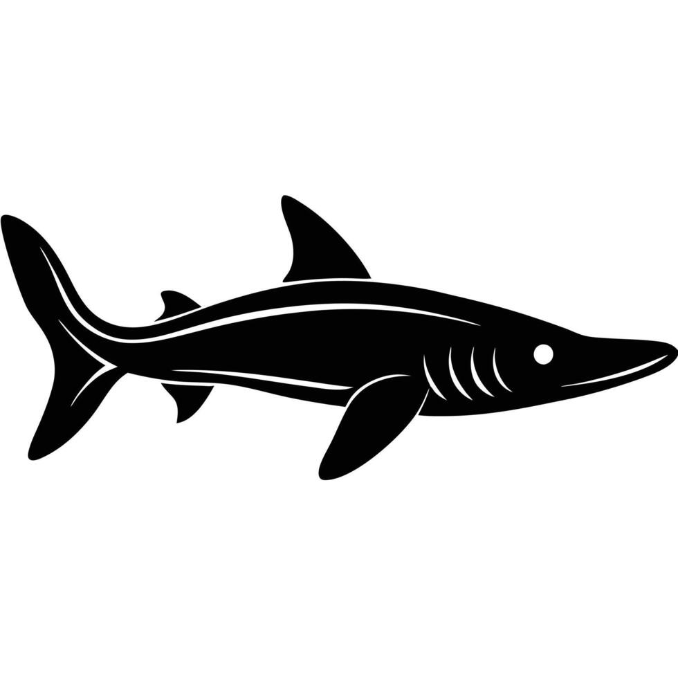 Shovelnose Sturgeon Silhouette Swimming vector