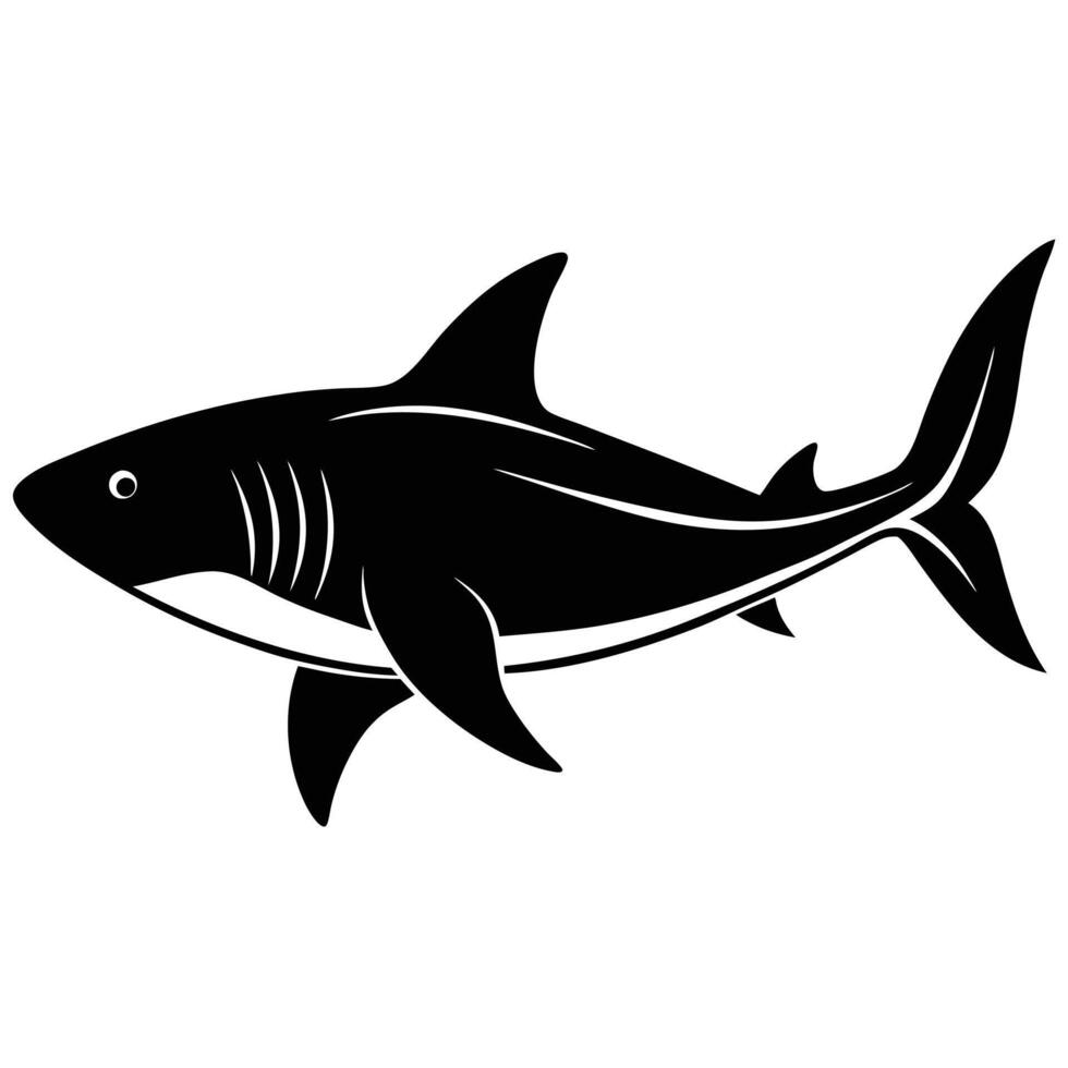 Shark Silhouette Swimming in Ocean vector