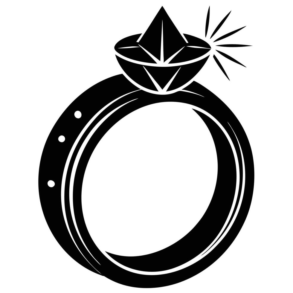 Wedding Ring Silhouette on White Background vector