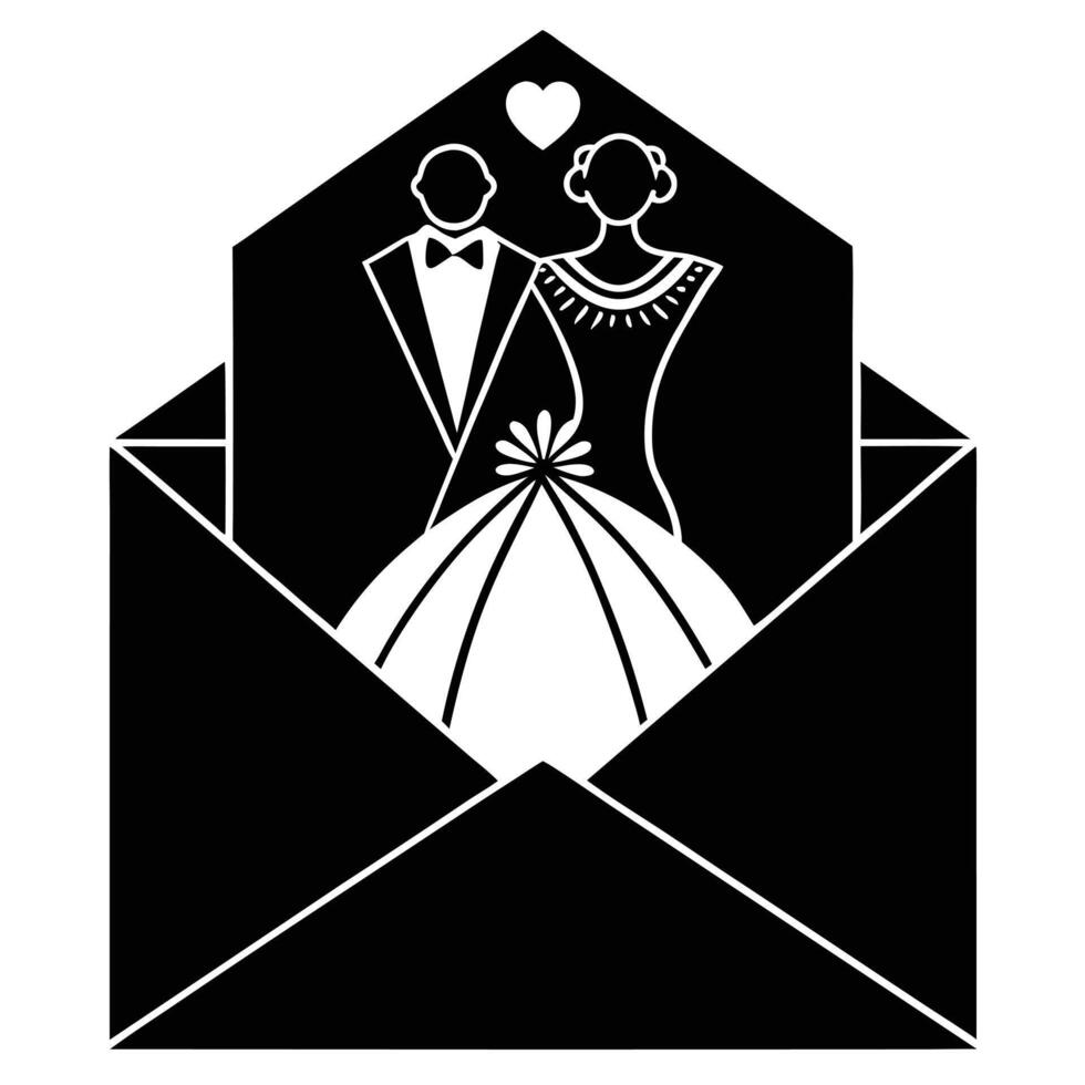 Wedding Invitation Envelope Silhouette on White Background vector