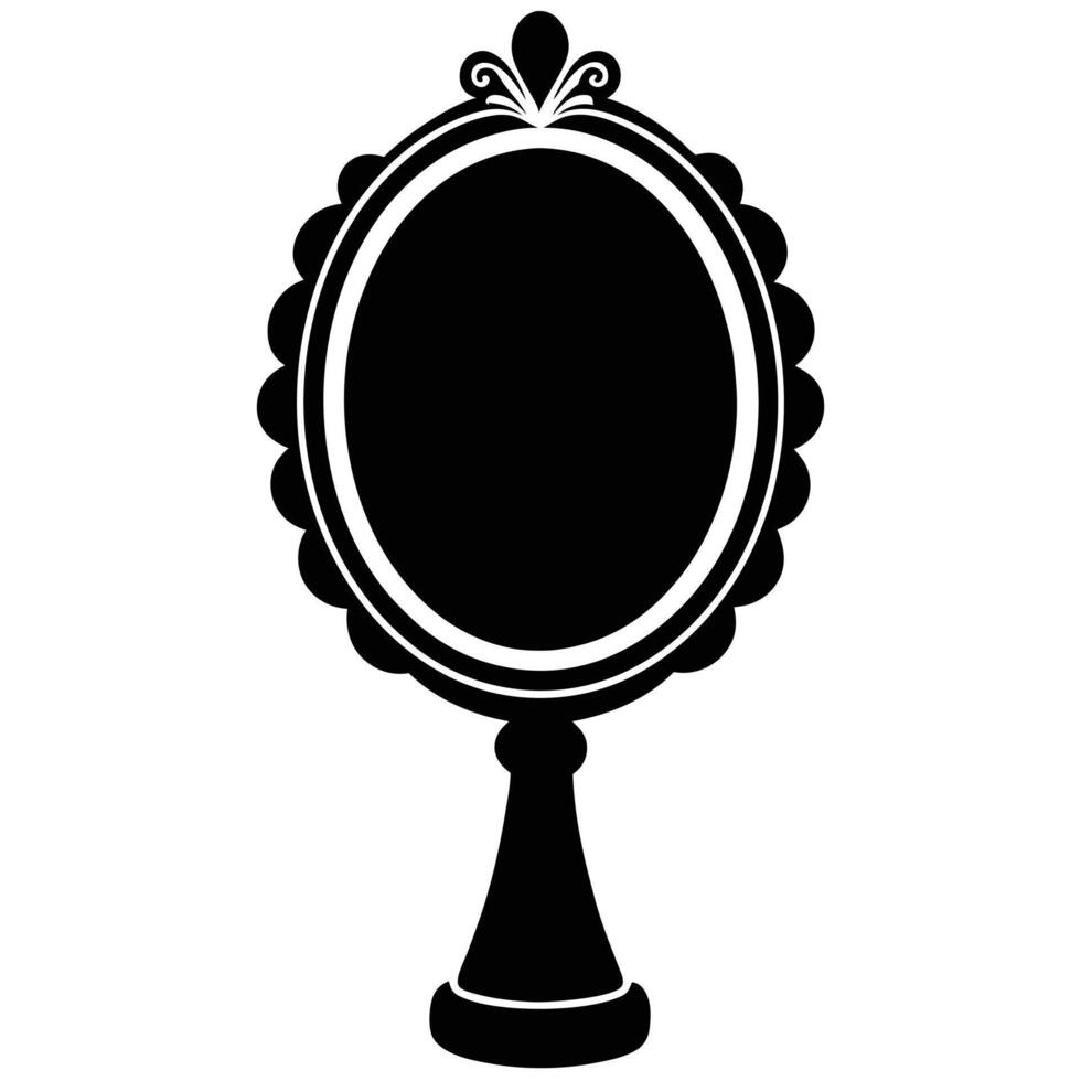 Bride's Makeup Mirror Silhouette on White Background vector