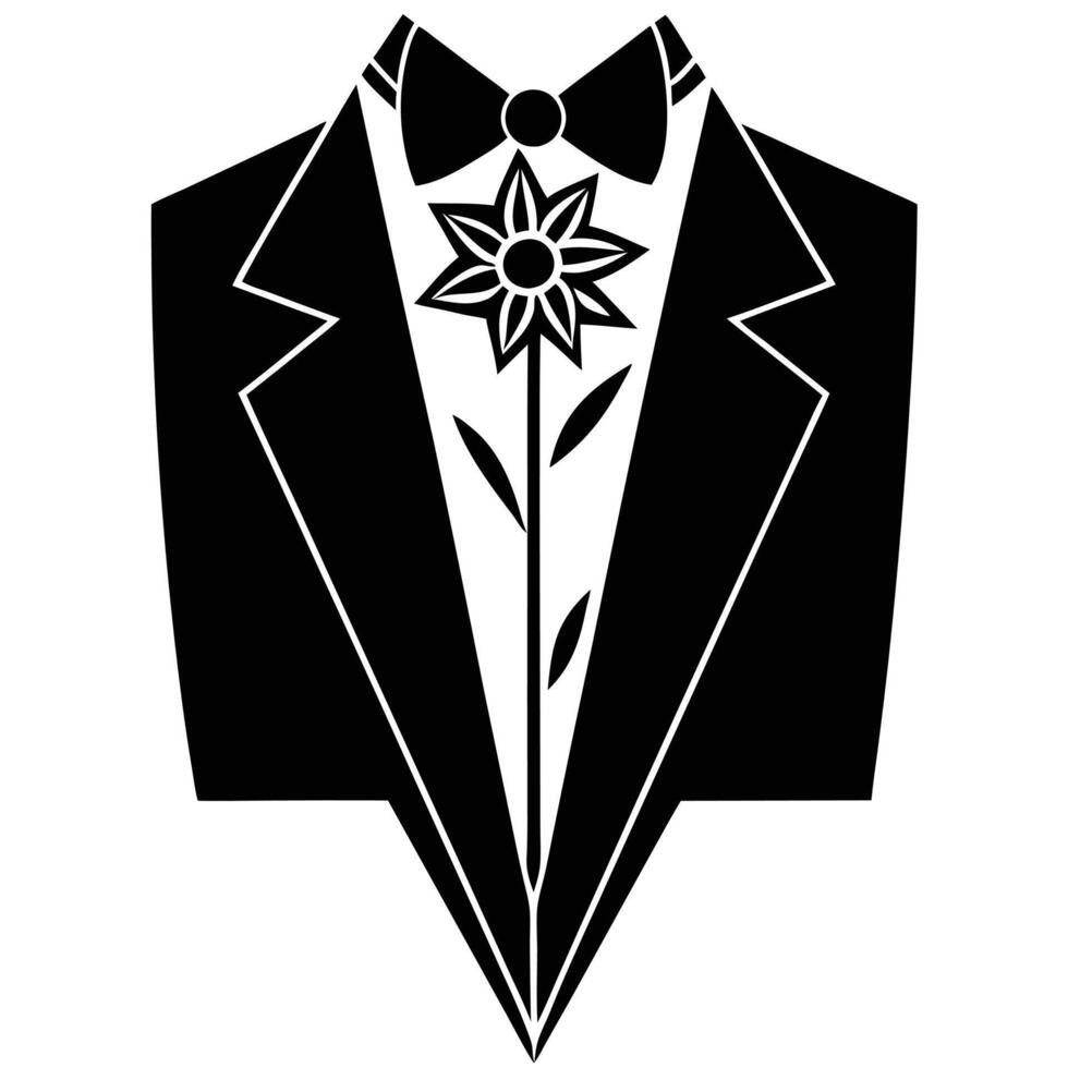 Groom Boutonniere Silhouette on White Background vector