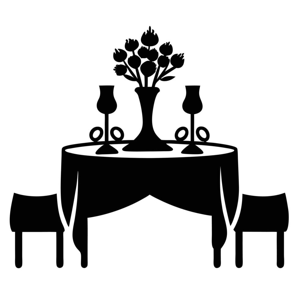 Wedding Table Silhouette on White Background vector