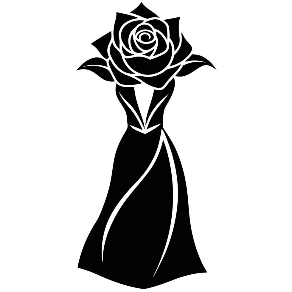 Rose Silhouette on White Background vector
