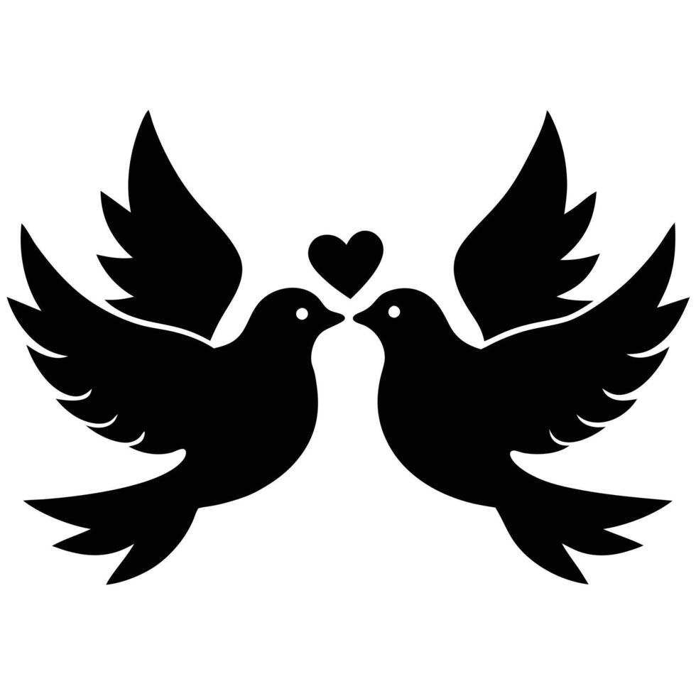 Doves Silhouette on White Background vector