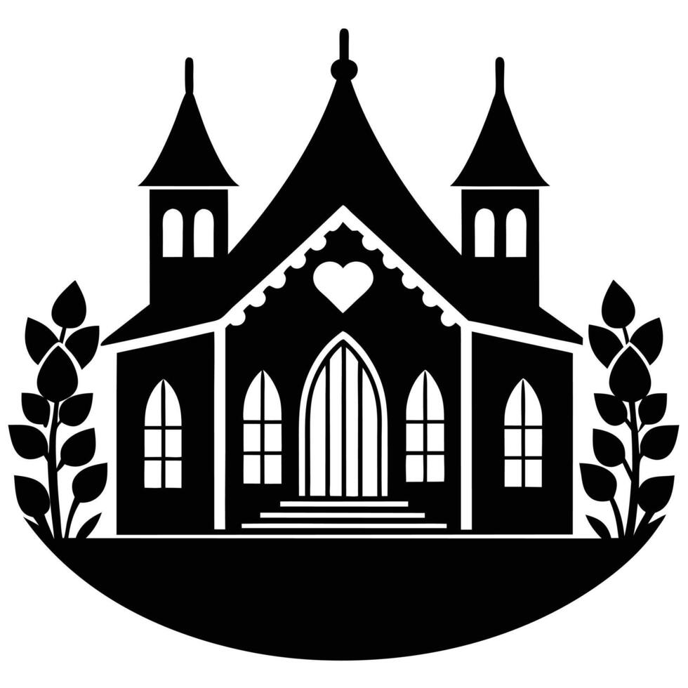 Wedding Venue Silhouette on White Background vector
