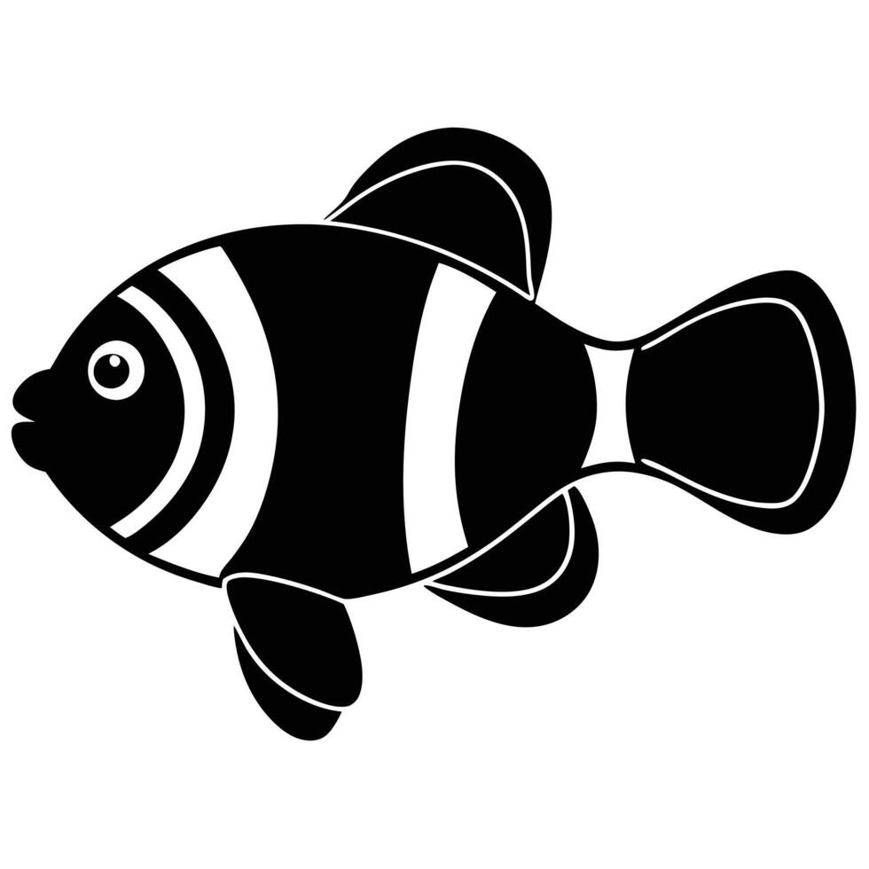 Clownfish Swimming Silhouette vector