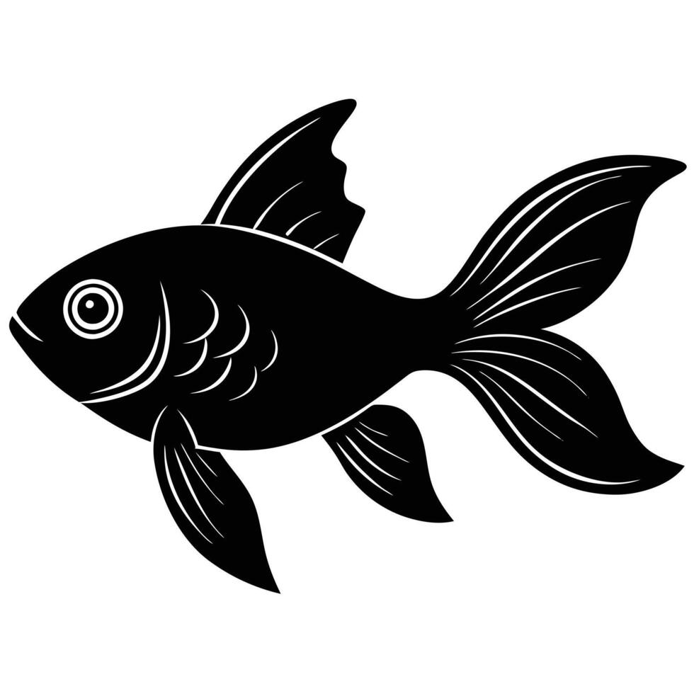 Goldfish Silhouette Swimming in Water vector