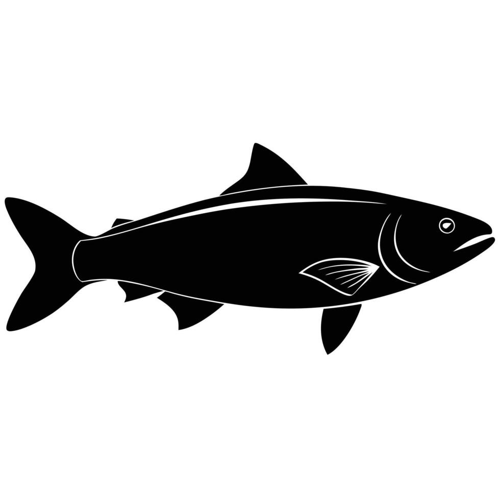 Salmon Silhouette Swimming in Water vector