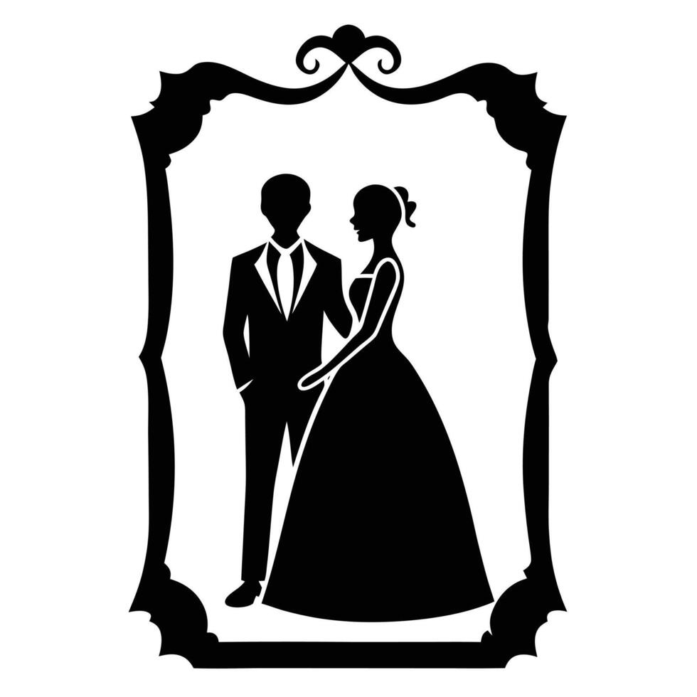 Wedding Photo Frame Silhouette on White Background vector