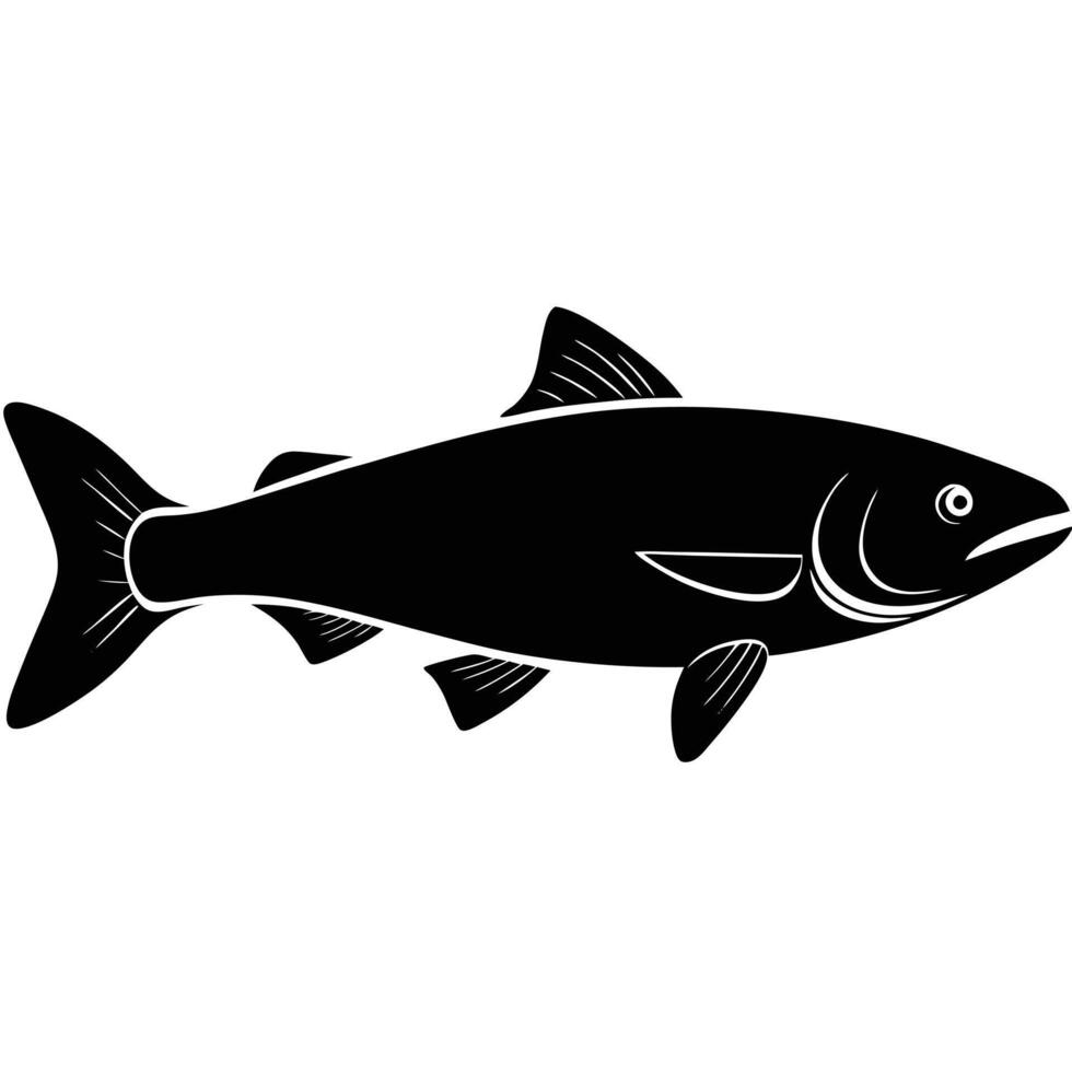 Salmon Fish Silhouette Swimming in Water vector