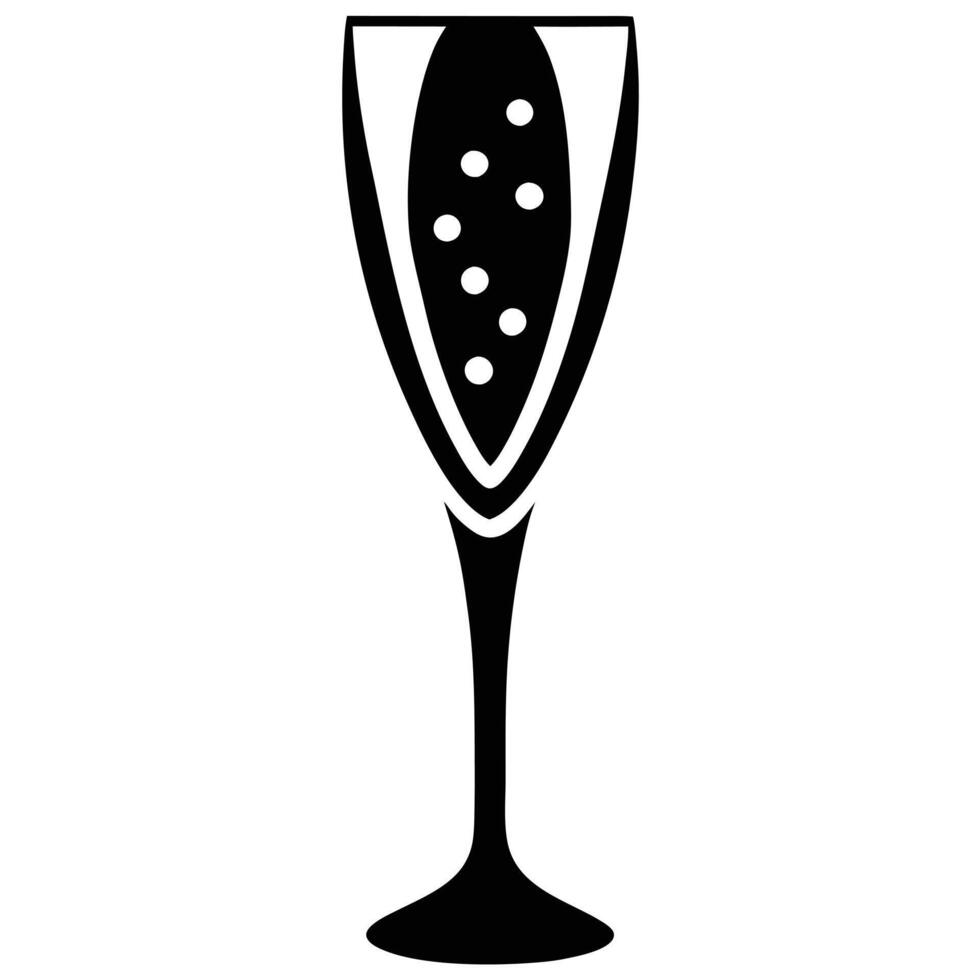 Champagne Glass Silhouette Wedding on White Background vector