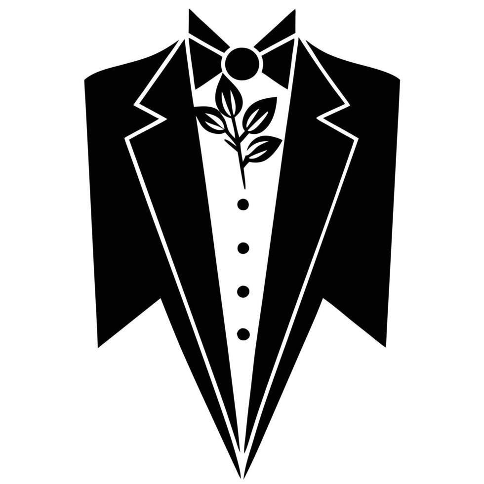 Groom Boutonniere Silhouette Wedding on White Background vector