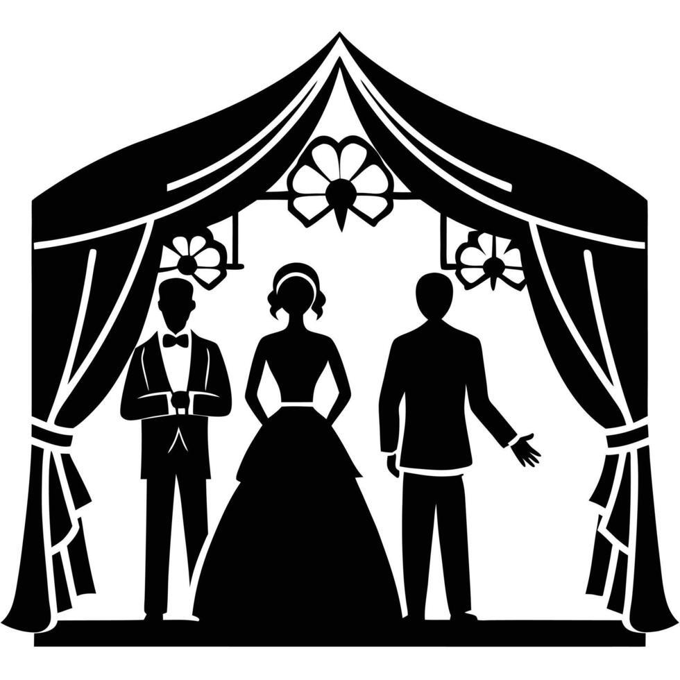 Wedding Reception Silhouette on White Background vector