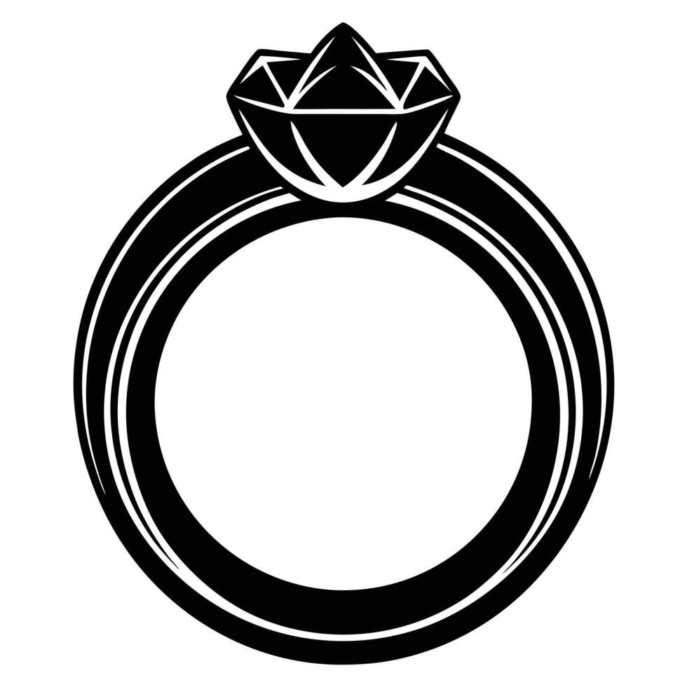 Wedding Ring Silhouette on White Background vector