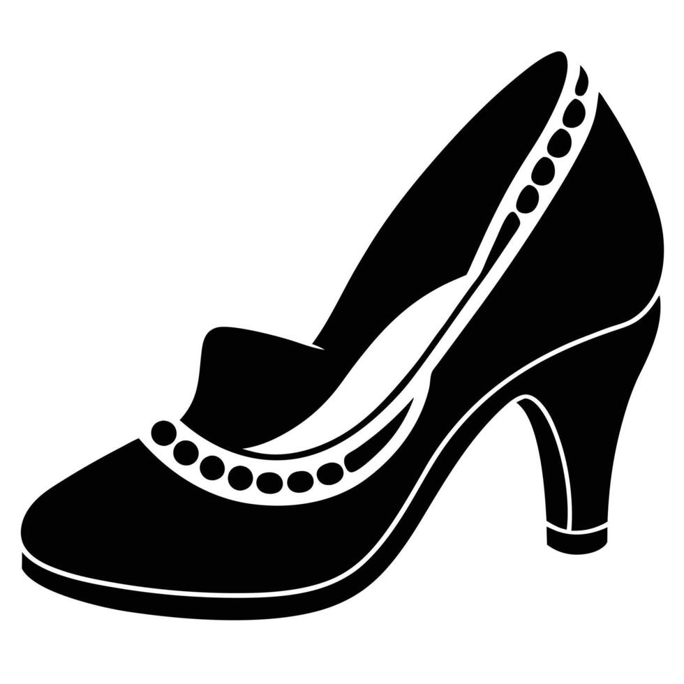 Bridal Shoes Silhouette on White Background vector