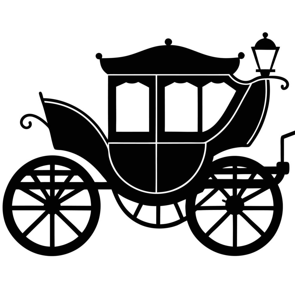 Wedding Carriage Silhouette on White Background vector