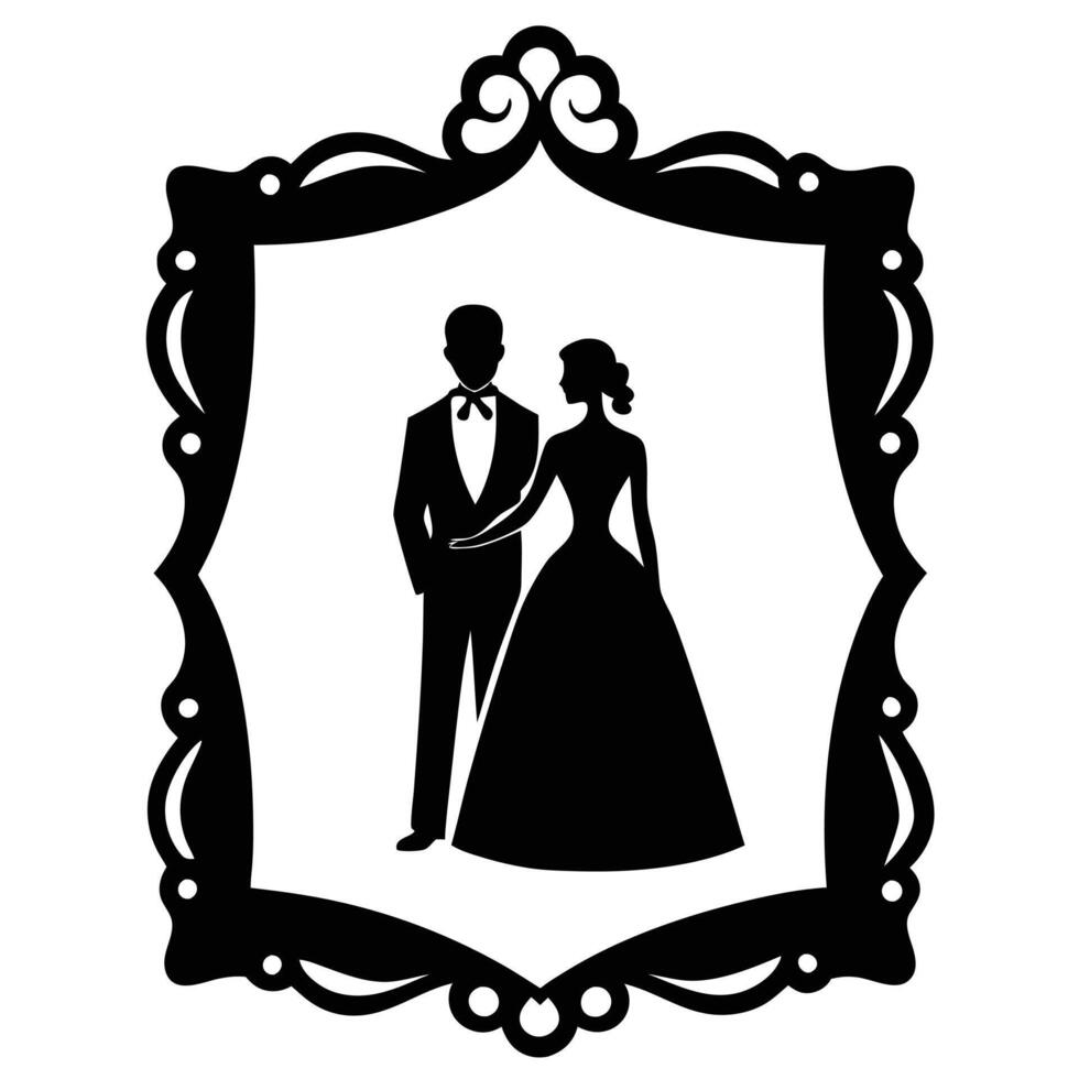 Wedding Photo Frame Silhouette on White Background vector
