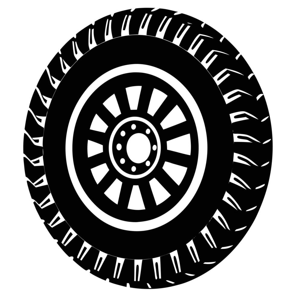 Pickup Truck Tire Silhouette on White Background vector