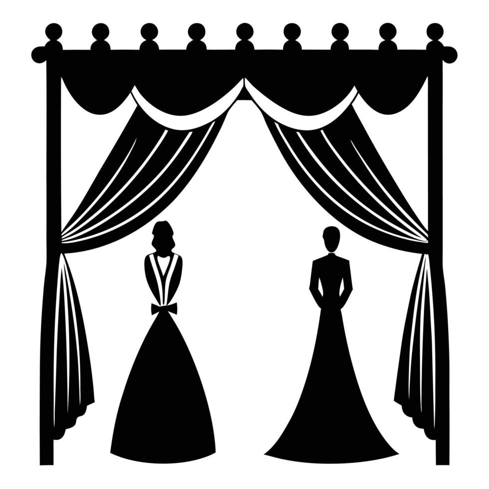 Wedding Curtain Silhouette on White Background vector